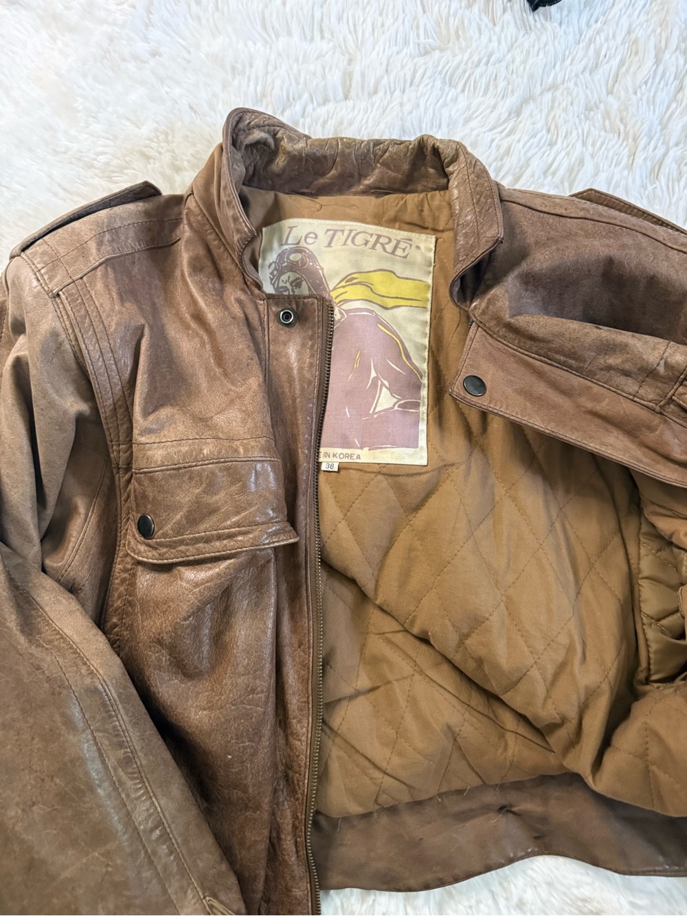 Le Tigre Men's Brown Leather Bomber Jacket